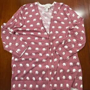 Loft Pink Elephant Cardigan Size XL